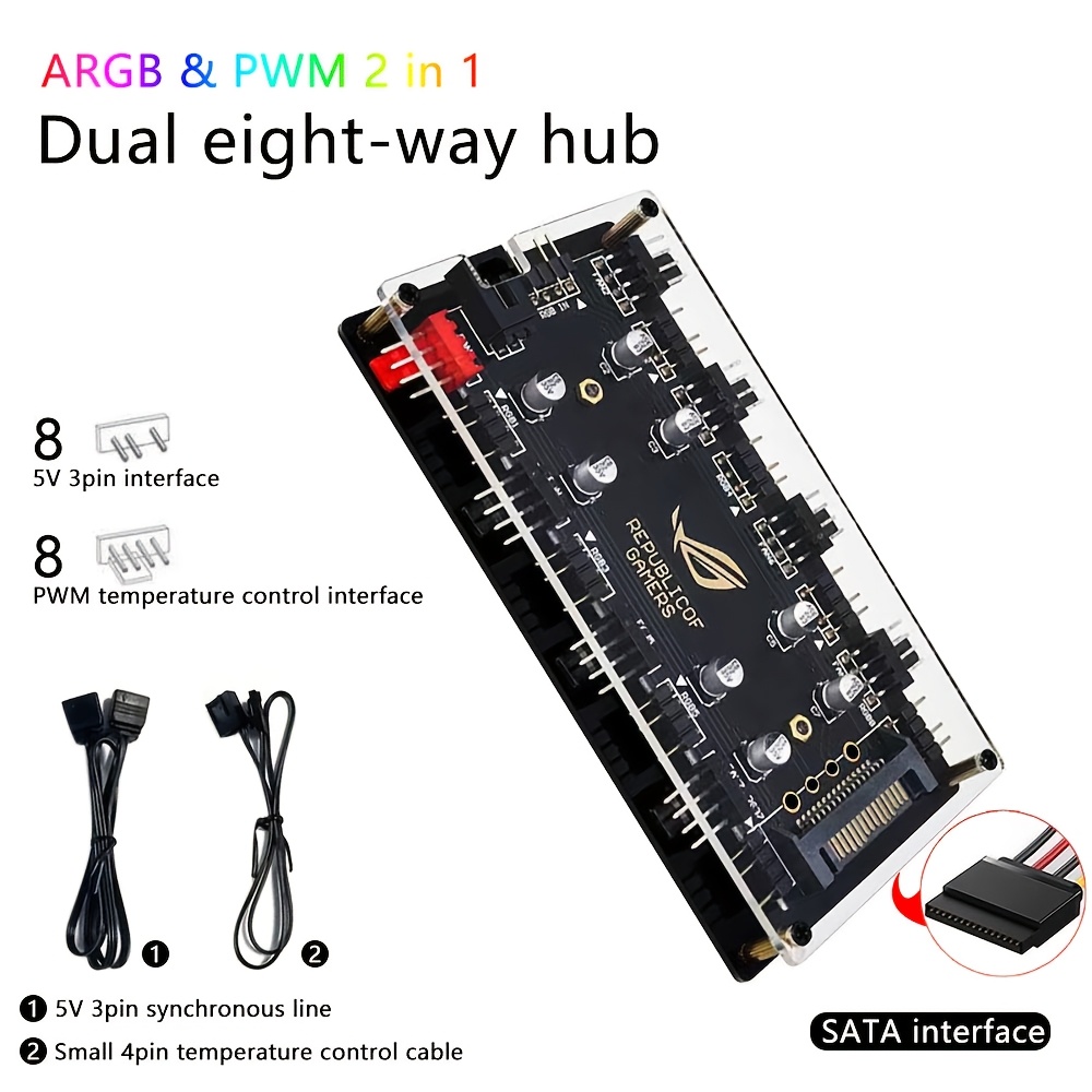 Rgb Hub Sync - Двухпортовый 8-портовый концентратор для вентиляторов ARGB/PWM