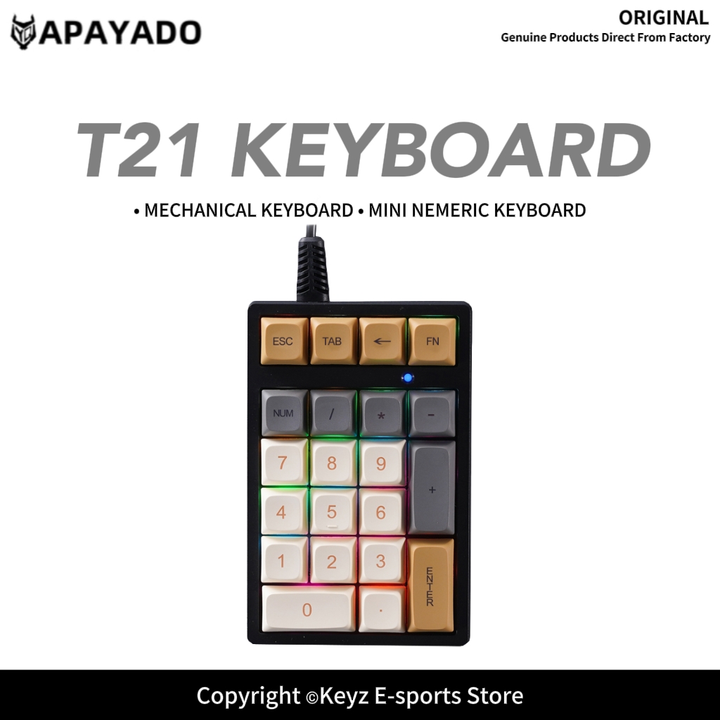 Keyboard Numpad Separate - Мини-клавиатура T21 с RGB-подсветкой, синими переключателями,