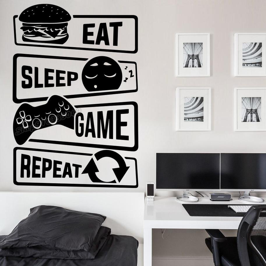 Gaming Accessories Wallpaper - Eat Sleep игры повторяют геймер наклейки