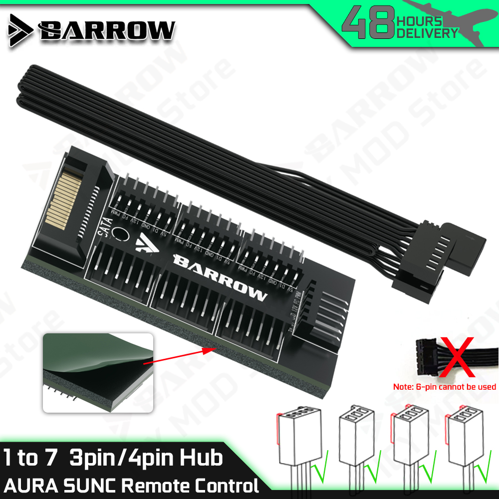 Rgb Hub Sync - 7-портовый концентратор вентилятора Barrow, полнофункциональный RGB-аксессуары