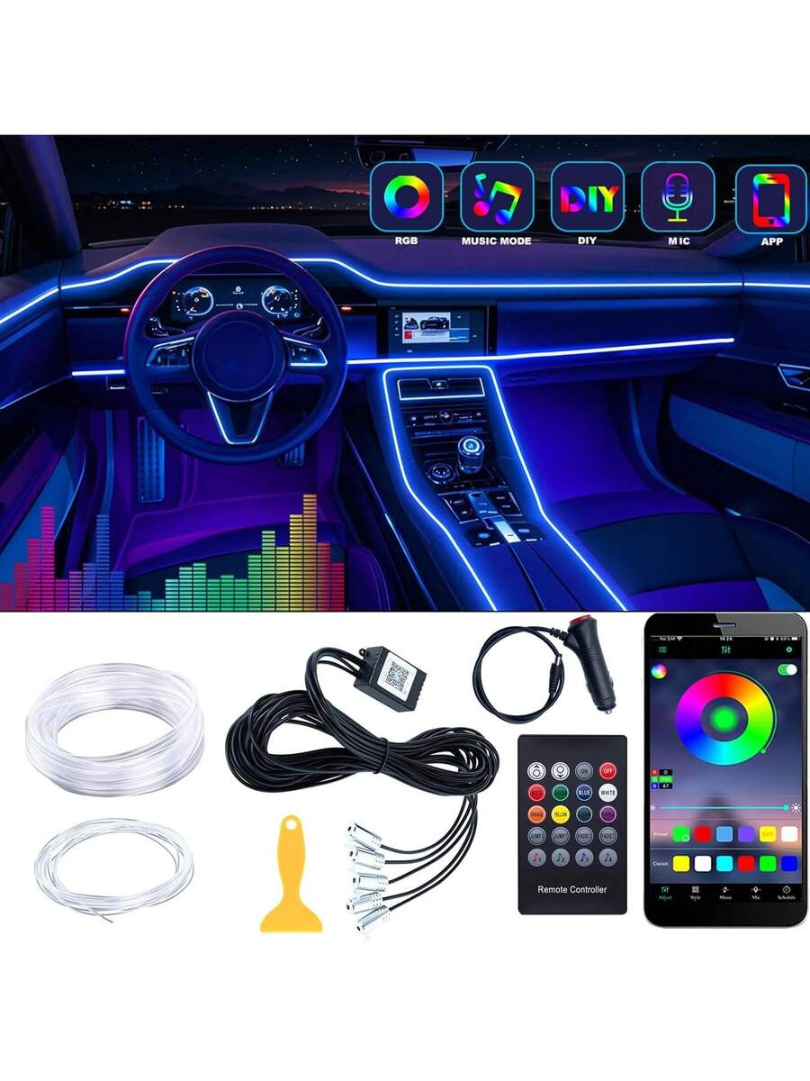 Rgb Hub Sync - Комплект RGB-подсветки 5-в-1, 236-дюймовая оптоволоконная 8-цветная
